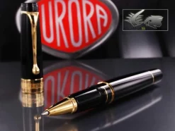 Aurora Rollerball<Optima - Resin w/ Gold Plated Trim Rollerball Pen - AU-97 Black