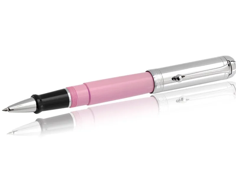 Aurora Rollerball<Talentum Colors Pink w/ Chrome Finish Cap Rollerball Pen - AU-D