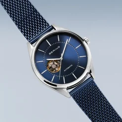 Bering Men's Watches<Mens Watch Automatic polished brushed silver Blue Dial 16743307