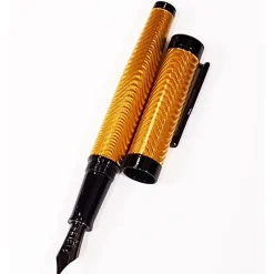 Conklin Fountain<Herringbone Fountain Pen Yellow and Black | Altman Luggage