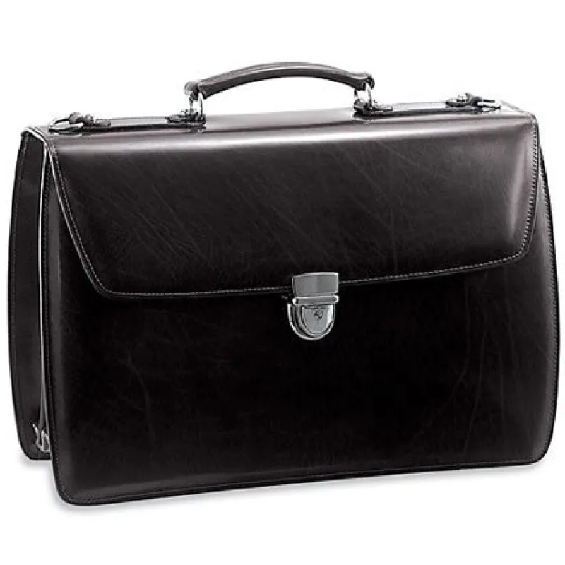 Jack Georges Portfolios|Business Cases<| Elements Collection Triple Gusset Flap Over Leather Briefcase 4403 | Altman Luggage