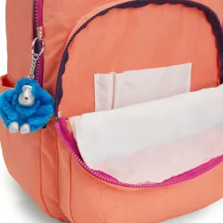 Kipling Backpacks<Seoul Large Nylon 15 Laptop Backpack Cool Coral Shade