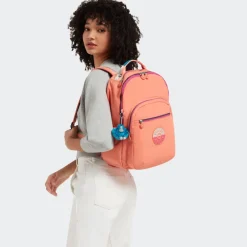 Kipling Backpacks<Seoul Large Nylon 15 Laptop Backpack Cool Coral Shade