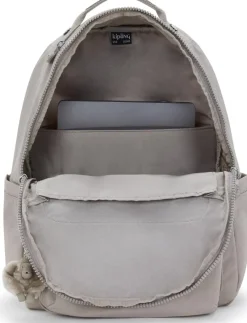 Kipling Backpacks<Seoul Large Nylon Laptop Backpack Grey Gris | Altman Luggage