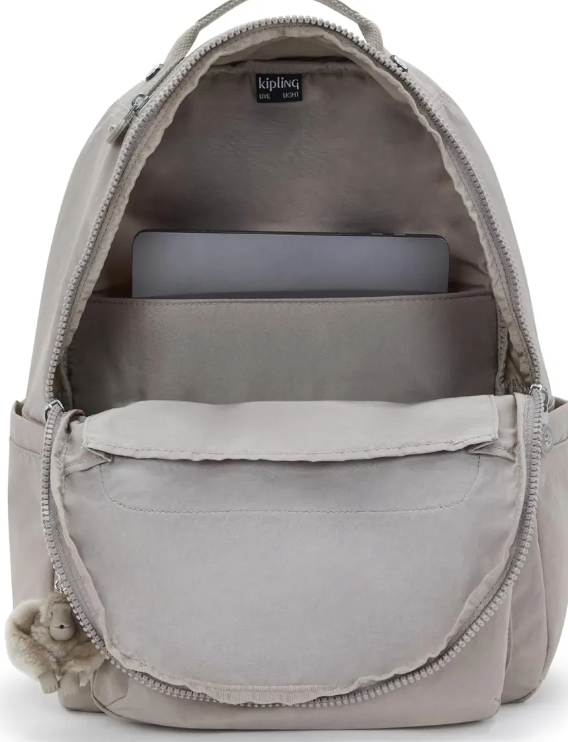 Kipling Backpacks<Seoul Large Nylon Laptop Backpack Grey Gris | Altman Luggage