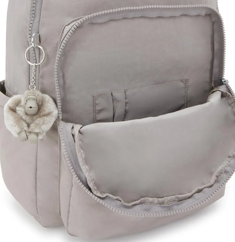 Kipling Backpacks<Seoul Large Nylon Laptop Backpack Grey Gris | Altman Luggage