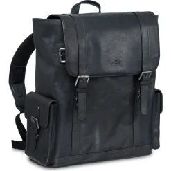 Mancini Portfolios|Attaches & Briefcases<Leather Backpack for 15'' Laptop, 12.75" x 5.25" x 14.5", Blac