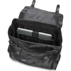 Mancini Portfolios|Attaches & Briefcases<Leather Backpack for 15'' Laptop, 12.75" x 5.25" x 14.5", Blac