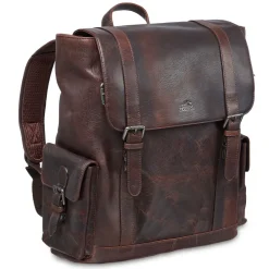 Mancini Portfolios|Business Cases<Leather Backpack for 15'' Laptop, 12.75" x 5.25" x 14.5", Brow