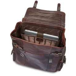 Mancini Portfolios|Business Cases<Leather Backpack for 15'' Laptop, 12.75" x 5.25" x 14.5", Brow