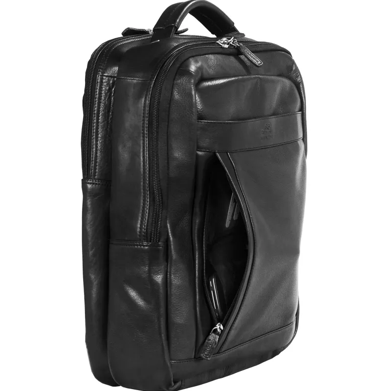 Mancini Portfolios|Business Cases<Leather Backpack for 15.6" Laptop / Tablet, 12" x 5.25" x 15",