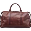Mancini Portfolios|Attaches & Briefcases<Leather Carry-on Duffle Bag, 20" x 10" x 12", Brown