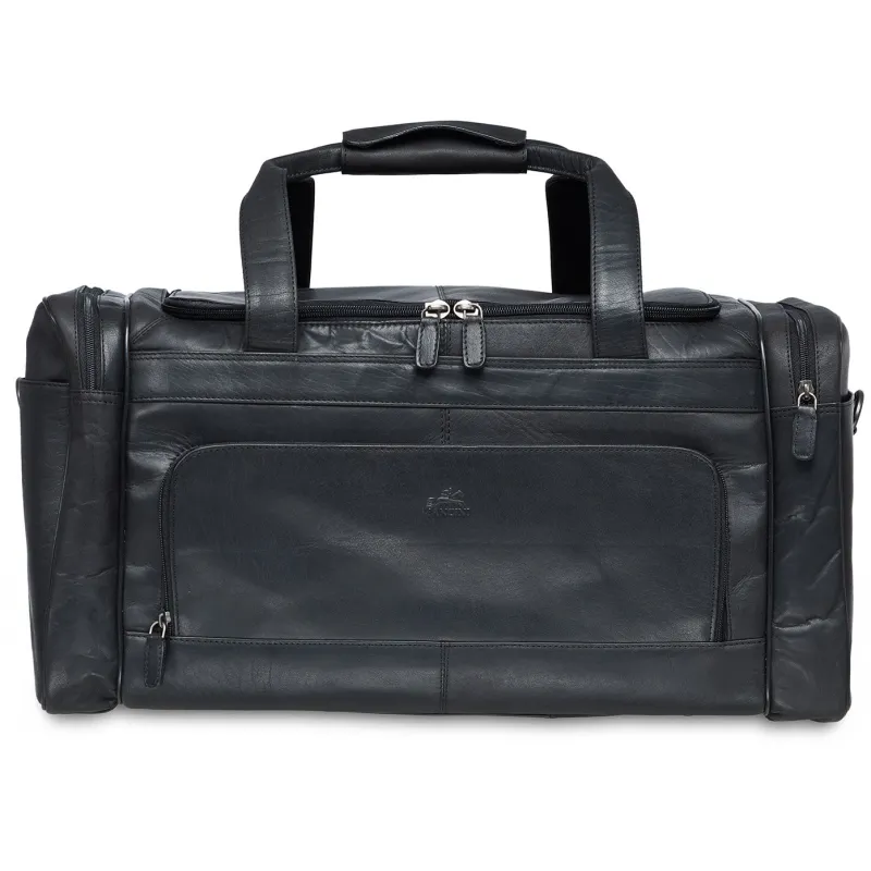 Mancini Portfolios|Attaches & Briefcases<Leather Carry-on Duffle Bag, 20" x 10.75" x 10.75", Black