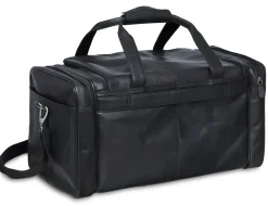 Mancini Portfolios|Attaches & Briefcases<Leather Carry-on Duffle Bag, 20" x 10.75" x 10.75", Black