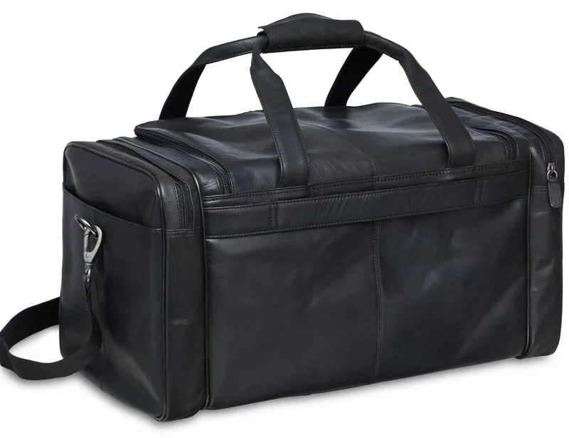 Mancini Portfolios|Attaches & Briefcases<Leather Carry-on Duffle Bag, 20" x 10.75" x 10.75", Black