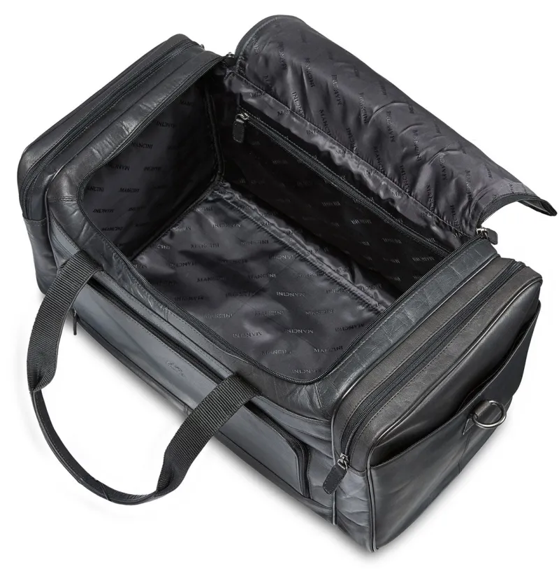 Mancini Portfolios|Attaches & Briefcases<Leather Carry-on Duffle Bag, 20" x 10.75" x 10.75", Black