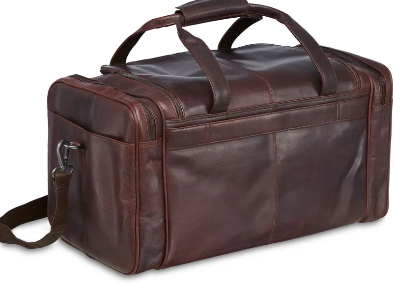 Mancini Portfolios|Attaches & Briefcases<Leather Carry-on Duffle Bag, 20" x 10.75" x 10.75", Brown