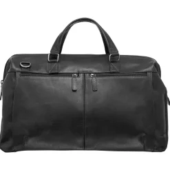 Mancini Portfolios|Attaches & Briefcases<Leather Classic Carry-on Duffle Bag, 20" x 10" x 13.5", Black
