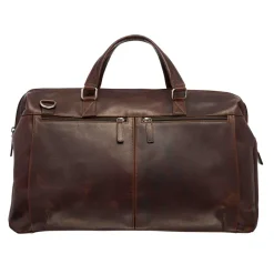 Mancini Portfolios|Attaches & Briefcases<Leather Classic Carry-on Duffle Bag, 20" x 10" x 13.5", Brown