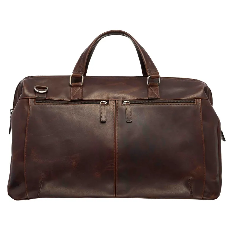 Mancini Portfolios|Attaches & Briefcases<Leather Classic Carry-on Duffle Bag, 20" x 10" x 13.5", Brown