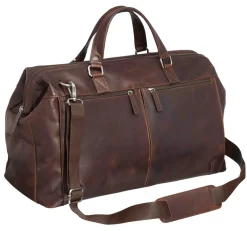 Mancini Portfolios|Attaches & Briefcases<Leather Classic Carry-on Duffle Bag, 20" x 10" x 13.5", Brown