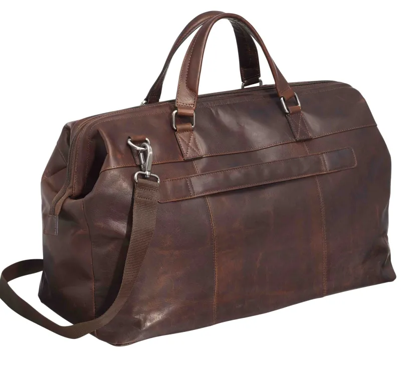 Mancini Portfolios|Attaches & Briefcases<Leather Classic Carry-on Duffle Bag, 20" x 10" x 13.5", Brown