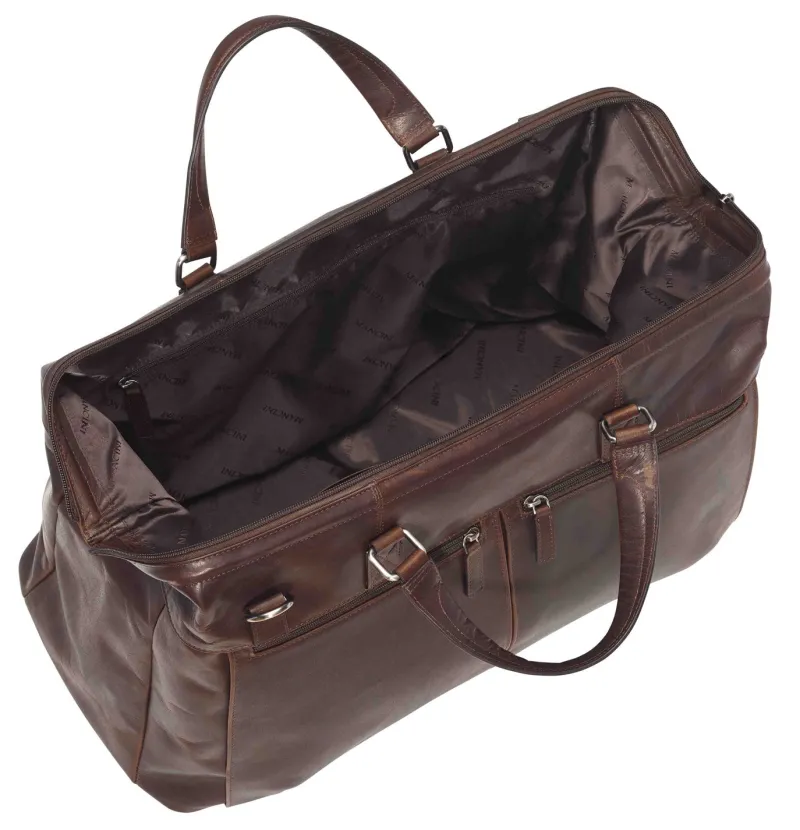 Mancini Portfolios|Attaches & Briefcases<Leather Classic Carry-on Duffle Bag, 20" x 10" x 13.5", Brown