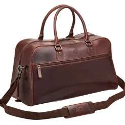 Mancini Portfolios|Attaches & Briefcases<Leather Classic Duffle Bag, 21.5" x 11" x 14", Brown