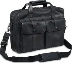 Mancini Portfolios|Attaches & Briefcases<Leather Double Compartment Briefcase for 15.6" Laptop with RFI