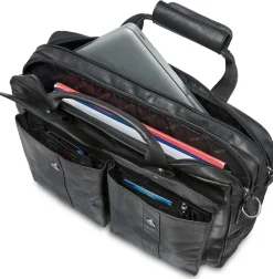 Mancini Portfolios|Attaches & Briefcases<Leather Double Compartment Briefcase for 15.6" Laptop with RFI