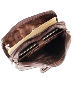 Mancini Portfolios|Business Cases<Leather Double Compartment Zippered Briefcase for 15.6" Laptop