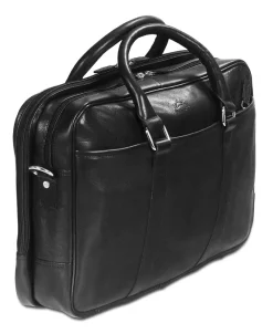 Mancini Portfolios|Business Cases<Leather Double Compartment Zippered Briefcase for 15.6" Laptop