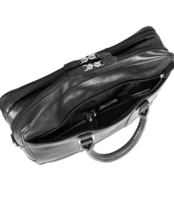 Mancini Portfolios|Business Cases<Leather Double Compartment Zippered Briefcase for 15.6" Laptop