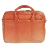 Mancini Portfolios|Business Cases<Leather Double Compartment Zippered Briefcase for 15.6" Laptop