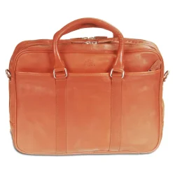 Mancini Portfolios|Business Cases<Leather Double Compartment Zippered Briefcase for 15.6" Laptop