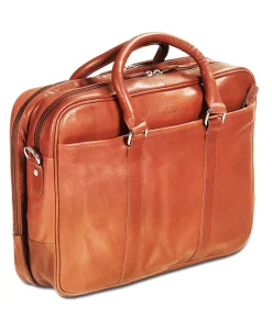 Mancini Portfolios|Business Cases<Leather Double Compartment Zippered Briefcase for 15.6" Laptop