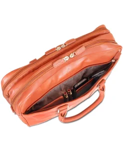 Mancini Portfolios|Business Cases<Leather Double Compartment Zippered Briefcase for 15.6" Laptop