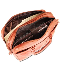 Mancini Portfolios|Business Cases<Leather Double Compartment Zippered Briefcase for 15.6" Laptop