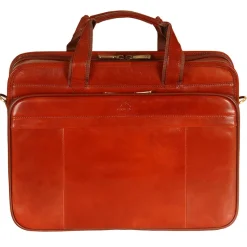 Mancini Portfolios|Business Cases<Leather Double Compartment Briefcase Laptop and Tablet Brown Black