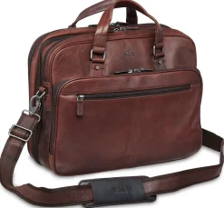 Mancini Portfolios|Business Cases<Leather Expandable Double Compartment Briefcase for 15.6'' Lap