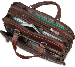 Mancini Portfolios|Business Cases<Leather Expandable Double Compartment Briefcase for 15.6'' Lap