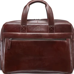 Mancini Portfolios|Business Cases<Leather Laptop Double Compartment Briefcase Brown