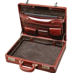 Mancini Portfolios|Business Cases<Leather Luxurious Italian Leather Expandable Attache Case Brow Brown