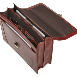 Mancini Portfolios|Business Cases<Leather Signature Double Compartment Briefcase 95898 Brown