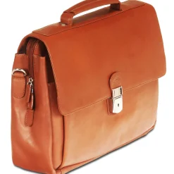 Mancini Portfolios|Business Cases<Leather Triple Compartment Flap Briefcase for 15" Laptop / Tab