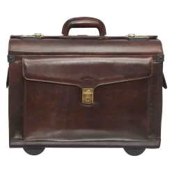 Mancini Portfolios|Business Cases<Leather Vanizia Deluxe Wheeled Catalog Case Brown