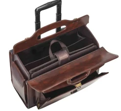 Mancini Portfolios|Business Cases<Leather Vanizia Deluxe Wheeled Catalog Case Brown