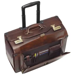 Mancini Portfolios|Business Cases<Leather Vanizia Deluxe Wheeled Catalog Case Brown