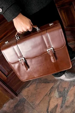 McKlein Business Cases<USA Flournoy 15" Leather Double Compartment Laptop Briefcase