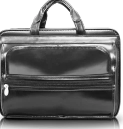 McKlein Business Cases<USA P Series Elston 15.6 Inch Leather Double Compartment Lapto Black